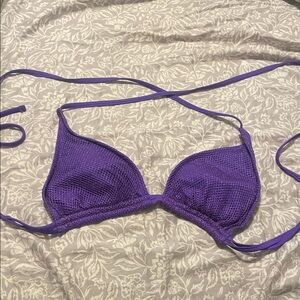 No Boundaries Purple Mesh Triangle Bikini Top